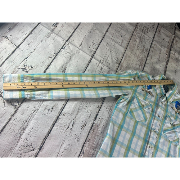 Hollister Snap Up Shirt Men's Medium Long Sleeve Demonio Azul - Picture 6 of 9